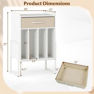 Mobile Porta Giradischi Multifunzione Bianco con Cassetto e Porta CD, Arredamento per Soggiorno in Metallo - Product Image 4