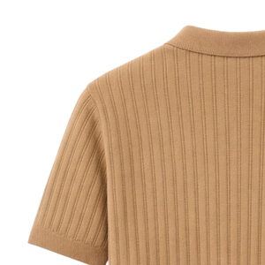 Polo en coton rayé pour homme, manches courtes, texture côtelée premium, coupe ajustée, décontracté, élégant, respirant, idéal pour l'été, vente en gros - Product Image 4