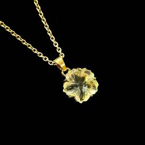 Colgante de cuarzo limón natural con forma de flor, collar de piedras preciosas talladas, colgante de cuarzo limón natural con forma de flor, regalo para mujer, joyería. - Product Image 5