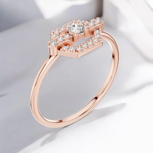 Moissanite Round Cut Hexagon Shape Halo <b>Ring</b> For Womens original 925 Silver Fine Yellow Rhodium Bridal Proposal Gift For Partner - Product Image 5