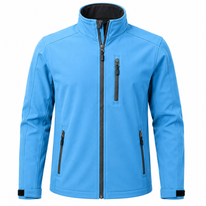 Veste en polaire noire pour homme avec empiècements gris, col montant, fermeture éclair, coupe-vent, vêtement d'extérieur décontracté pour l'automne - Product Image 3