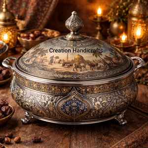 Casserole en acier inoxydable, plat à gratin argenté, bol de service décoratif avec couvercle, plat de service pour cadeau de mariage, Royal - Product Image 3