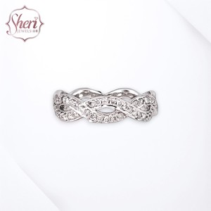 [Sheri Jewels] Anillo de Oro Blanco Sólido de 18K con Diamante Natural Estilo Lazo 888, Color F-G, Claridad SI1-2, Corte Brillante, 0.26ct, para Mujer - Product Image 1