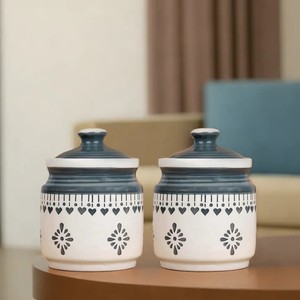 Premium Ceramic <b>Storage</b> Jar Set Airtight Lid <b>Kitchen</b> Organizer Elegant Pattern Durable Food Safe <b>Container</b> - Product Image 2