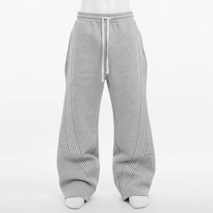 Pantalones Deportivos de Lona Gris para Hombre, Cintura Elástica con Cordón, Corte Holgado Informal, Largos, Transpirables, de Algodón de Peso Medio, para Primavera - Product Image 2