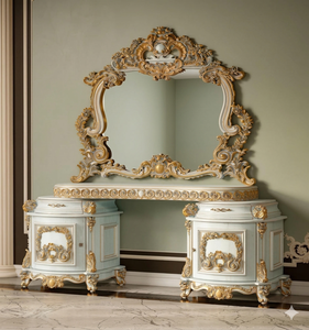 Tocador de Estilo Francés Clásico con Armarios Laterales, Tocador de Madera Tallada a Mano, Juego de Tocador de Lujo para Dormitorio, Australia - Product Image 6