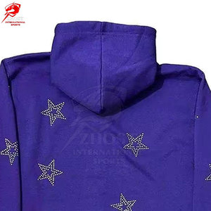 Sudaderas con capucha para hombre estilo streetwear con pedrería y bolsillo canguro, estilo moderno y a la moda, al por mayor. - Product Image 4