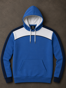 Vente en gros de sweats à capuche pour hommes en polyester/coton épais et lourd, imprimés en sérigraphie, à blocs de couleur, 220 g/m², avec fermeture éclair, pour l'hiver - Product Image 1