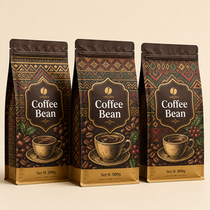 Sacchetti per Caffè Personalizzati con Valvola, Riutilizzabili, Termosaldati, con Cerniera Laterale e Fondo Piatto - Product Image 1