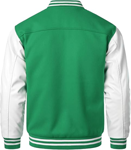 เสื้อแจ็คเก็ตวาร์ซิตี้บุรุษ ตัวเสื้อทำจากผ้าขนสัตว์ แขนเสื้อทำจากหนังแท้ แจ็คเก็ตเลตเตอร์แมน เสื้อแจ็คเก็ตวาร์ซิตี้แบบวิทยาลัย (ไซส์ 3X-Large, สีน้ำเงิน-ขาว) - Product Image 2