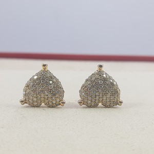 Boucles d'oreilles clous pour femme en diamant naturel taille ronde en forme de cœur, 1,17 carats au total, en argent sterling 925 plaqué or jaune, serti à griffes, tendance, vente en gros - Product Image 6