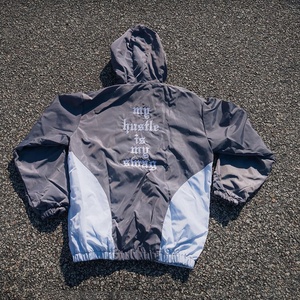 Custom Lightweight Polyester Hooded Windbreaker Fitness <b>Jacket</b> Full Zip up Casual Outdoor Summer Wear Short Set Men Women - Product Image 6