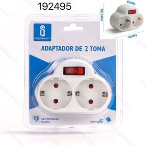Adattatore a 2 Prese con Interruttore e Protezione per Bambini - Product Image 1