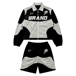 Ensemble court coupe-vent personnalisé pour homme, léger, style streetwear, survêtement deux pièces en nylon, OEM ODM, marque privée, sweats à capuche imperméables pour homme - Product Image 5