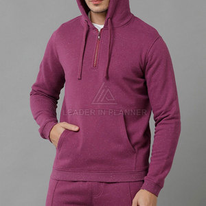 บริการ OEM ขายส่ง เสื้อฮู้ดดี้ผู้ชายผ้าฝ้าย 100% สำหรับฤดูหนาว ซิปครึ่งตัว น้ำหนักเบา สีพื้น คุณภาพสูง แห้งเร็ว ระบายอากาศได้ดี - Product Image 4