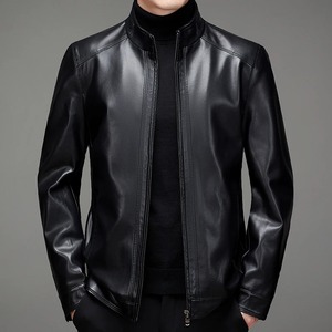 2026 Men's Vintage Motorcycle Oversized Genuine <b>Leather</b> Stand Collar Front Big Pockets Bomber <b>Jackets</b> Trend High Street= - Product Image 2