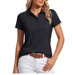 Polo de Manga Corta para Mujer, Color Sólido, Transpirable, Tejido, Informal, Deportivo - Product Image 1