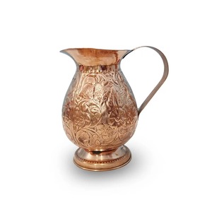 Pure Copper Water <b>Jug</b> Lid Handle | Handcrafted Hammered Pitcher for <b>Drinking</b> Water | Portable Dishwasher Safe Contemporary - Product Image 4