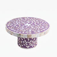 Support à gâteau artisanal en nacre à motif feuille, personnalisé, OEM, ODM, vente en gros DECORYUG