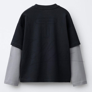 Camiseta de Manga Larga de Alta Calidad para Hombre, Algodón, Lisa, Negra, Transpirable, Cuello Redondo - Product Image 2