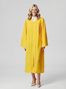 Robe de cérémonie de remise des diplômes unisexe pour adultes, jaune mat, en polyester, uniforme scolaire - Product Image 3