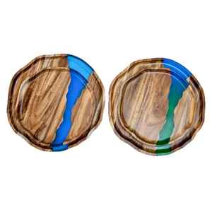 Bandeja de resina y madera para hoteles, bandejas decorativas de madera hechas a mano para comida, bandejas decorativas de madera para servir en bodas, hoteles y hogares. - Product Image 5