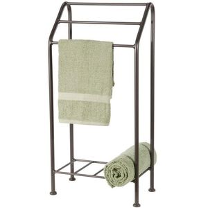 Porte-serviettes en métal noir à 3 niveaux de qualité supérieure, pour hôtel, support de rangement de salle de bain sur pied avec porte-serviettes suspendu - Product Image 1