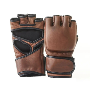 Gants de boxe MMA professionnels sans doigts, en cuir respirant, cousus à la machine, sur mesure, pour l'entraînement. - Product Image 1