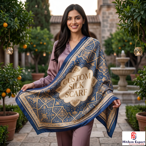 Premium Custom Printed <b>Silk</b> Feel Square Hijab Scarf <b>Head</b> <b>Wrap</b> Shawl Private Label OEM ODM Fabric Manufacturer - Product Image 1