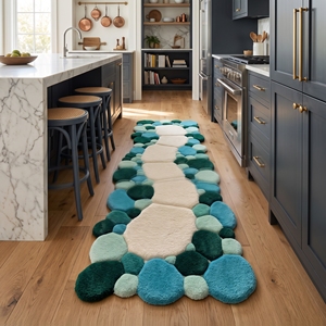 Handmade Tufted <b>Pebble</b> Area <b>Rug</b> Soft 3D Round Carpet Modern Abstract Floor Mat for Living Room Bedroom - Product Image 5