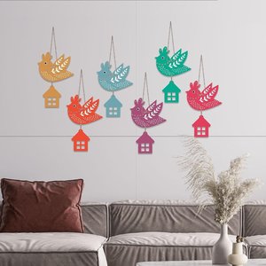 Sculpture murale moderne en forme de feuilles d'oiseaux en vol, support en bois MDF pour la décoration de la maison, du jardin et du balcon - Product Image 4