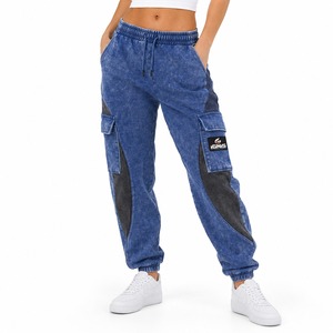 Pantalones de chándal para mujer con lavado ácido, corte relajado, cintura alta, joggers de felpa suave, estilo casual urbano, pantalones de descanso para mujer - Product Image 1