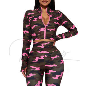Ensemble de vêtements de sport pour femmes avec leggings imprimés camouflage personnalisés, soutien-gorge de sport et leggings de yoga - Product Image 4