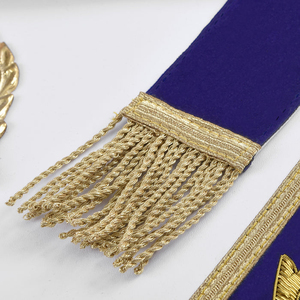 Grand Master Blue Lodge <b>Apron</b> - Royal Blue Velvet With Gold Metal Badge Handmade Pakistan Master Mason Genuine <b>Leather</b> <b>Apron</b> - Product Image 5