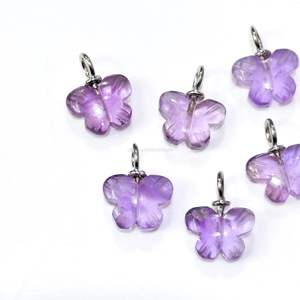 Colgante de mariposa de amatista rosa natural, plata de ley 925, amatista rosa tallada a mano, colgante de piedra preciosa para la elaboración de joyas - Product Image 5
