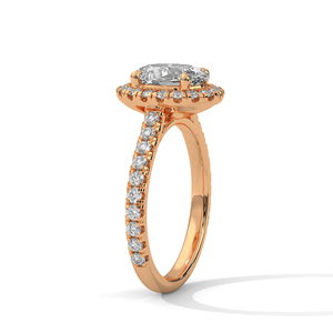 แหวนเพชรทรงรีเจียระไนแบบบริลเลียนท์ ดีไซน์เปล่งประกาย ได้รับการรับรองจาก GRA  แหวนทองคำชมพู 14k ชุบทองคำขาว ประดับเพชรเพาะเลี้ยงในห้องปฏิบัติการ ผลิตอย่างประณีต - Product Image 2