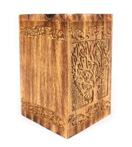 Urne funéraire en bois sculptée à la main de qualité supérieure, grande boîte commémorative pour cendres - Urne funéraire décorative personnalisée - Urnes en bois écologiques - Product Image 2