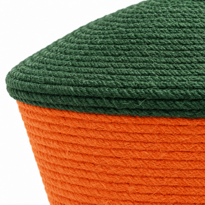 Panier de rangement personnalisable en jute 100 % écologique avec couvercle vert, capacité et épaisseur sur mesure, 25x25cm, pour l'organisation de bijoux - Product Image 3
