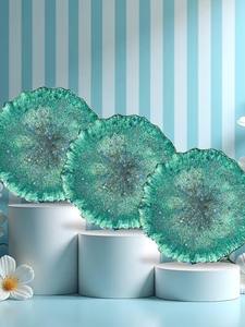 Bandeja de resina hecha a mano con posavasos, modelo de diseño, juego de bandejas para servir, para uso diario en el hogar, la cocina y la oficina, de la India. - Product Image 2