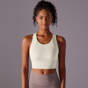 Sujetador deportivo verde de alto soporte para mujer con diseño de espalda cruzada para entrenamiento físico - Product Image 3