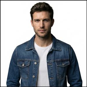 แจ็กเก็ตผ้ายีนส์สำหรับผู้ชายเสื้อลำลองสำหรับฤดูหนาวโลโก้ด้านหน้าสไตล์ฮิปฮอปแห้งเร็วแบบวินเทจ - Product Image 1