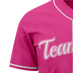 Pink Baseball Jersey Short Sleeve Button Up Custom Team Uniform Breathable Polyester <b>Athletic</b> Sports Shirt - Product Image 4