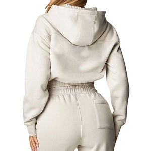Women's <b>Grey</b> Hoodies and <b>Crop</b> <b>Top</b> with Wide Leg Pants Tracksuits Set Comfortable Loungewear Stylish Outfit Women <b>Crop</b> Sweatsuit - Product Image 2