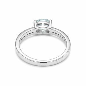 แหวนอะความารีนธรรมชาติ เงินแท้ 925 ชุบโรเดียม ดีไซน์หรูหราแบบ Haf Bezal Setting - Product Image 3