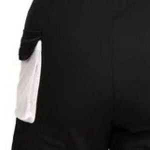Shorts de sport noirs pour femmes avec empiècements latéraux blancs, taille à cordon de serrage, légers, pour la course et l'entraînement - Product Image 4