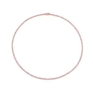 Collar de Oro de 18K con Zafiro Rosa Clásico de Lujo con 4 Puntas y Diamante Cultivado en Laboratorio, Fabricante Internacional de Joyería al por Mayor y al Detal - Product Image 1
