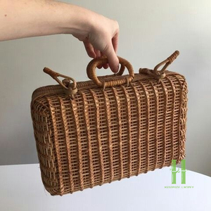 Eco-Friendly Rattan <b>Suitcase</b> Storage Box Handwoven Natural Wicker Trunk Vintage Travel Case Vietnam Manufacturer OEM ODM - Product Image 6