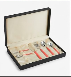 Ensemble de couverts modernes avec manches en plastique rouge, en acier inoxydable, compatibles lave-vaisselle, pour événements de restauration - Product Image 6