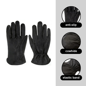 Vantrex Industries Black Leather <b>Work</b> <b>Gloves</b> Wrist Length Unlined <b>Thermal</b> Plain Style For Daily Use Winter Warmth - Product Image 3