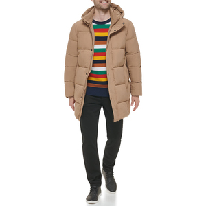Chaqueta parka larga con capucha para hombre, color caqui, gruesa, para invierno, con cremallera y botones, parkas para hombre - Product Image 4